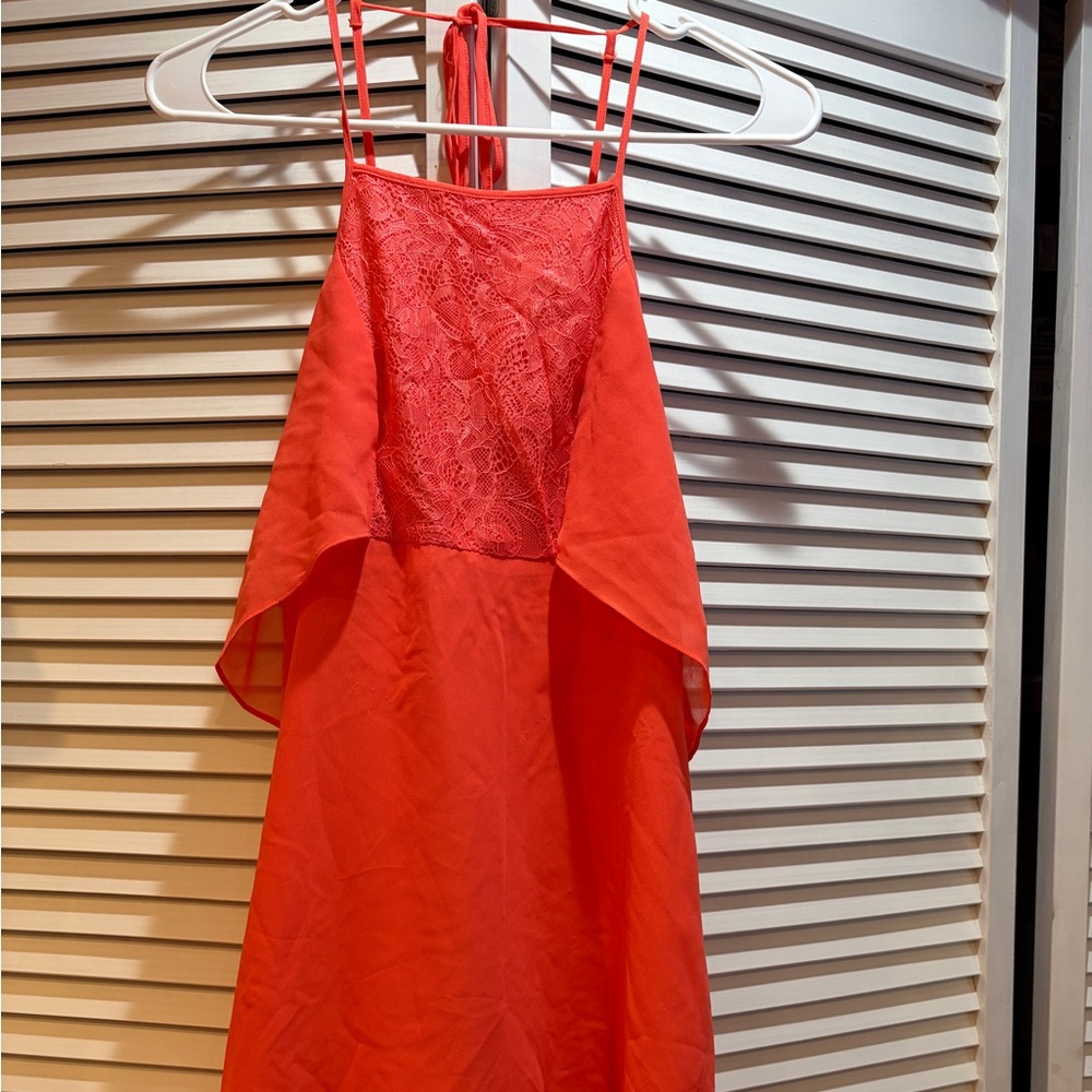 Peach/salmon Lace Overlay Dress. Size 0/xs.